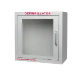 AED cabinet with alarm