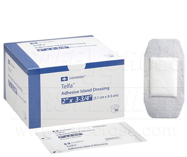 Telfa, Non-Adherent Island Dressings, 5.1 x 9.5 cm, Sterile, 50/Box