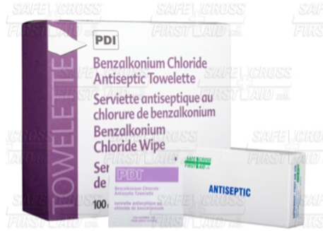 Benzalkonium Chloride (BZK), Antiseptic Towelettes, 100/Box