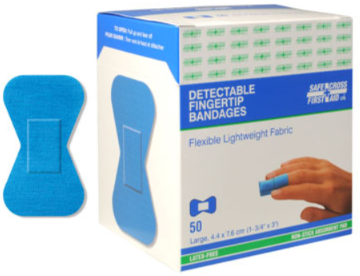 Detectable Fabric Bandages, Fingertip, 50/Box
