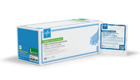 Nitrile Powder-Free Sterile Exam Glove, Blue, Large, BOX/50 PAIR