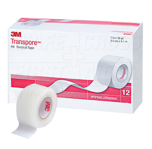 Transpore, Surgical Plastic Tape, 1" x 10yds - 12/Box