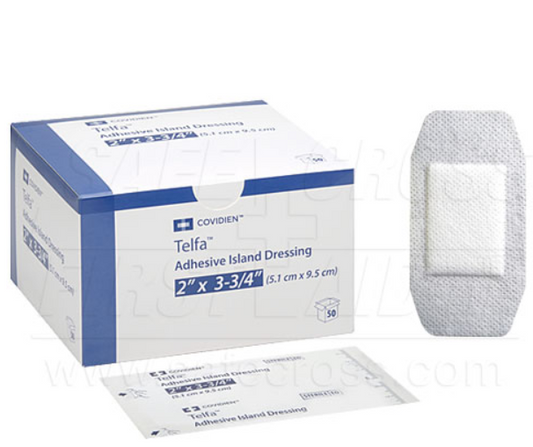 Telfa, Non-Adherent Island Dressings, 5.1 x 9.5 cm, Sterile, 50/Box