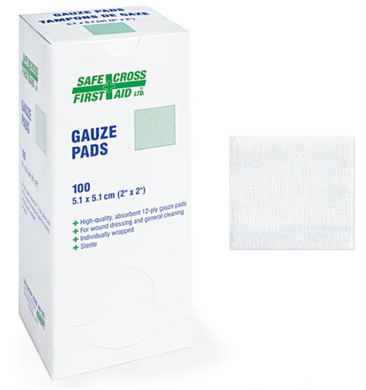 Gauze Pads, 2" x 2", Sterile - 100/Box
