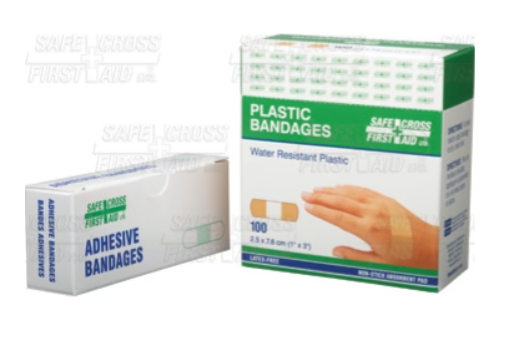Plastic Bandages, 1" x 3" (2.5 x 7.6 cm) 100/Box