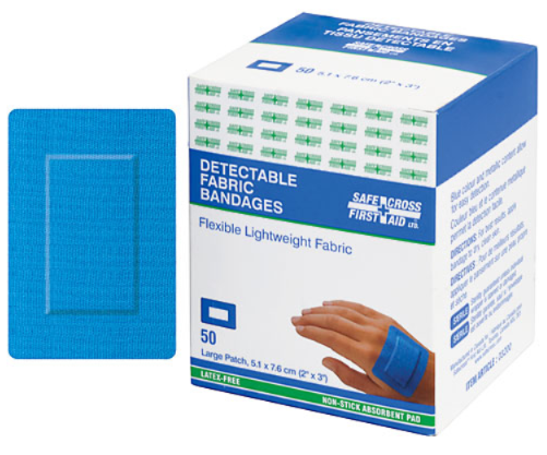 Detectable Fabric Bandages, Large Patch, 50/Box