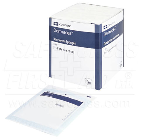 Non-Woven Sponges, 3" x 3", 4-Ply (2's, Sterile, 25/Box)