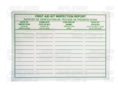 First Aid Kit Inspection Report Cards (Adhesive) - 25/Package